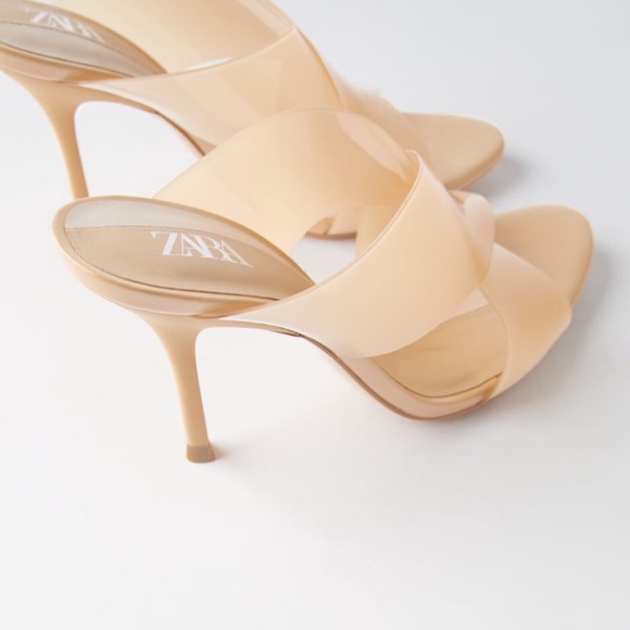 vinyl high heel sandals